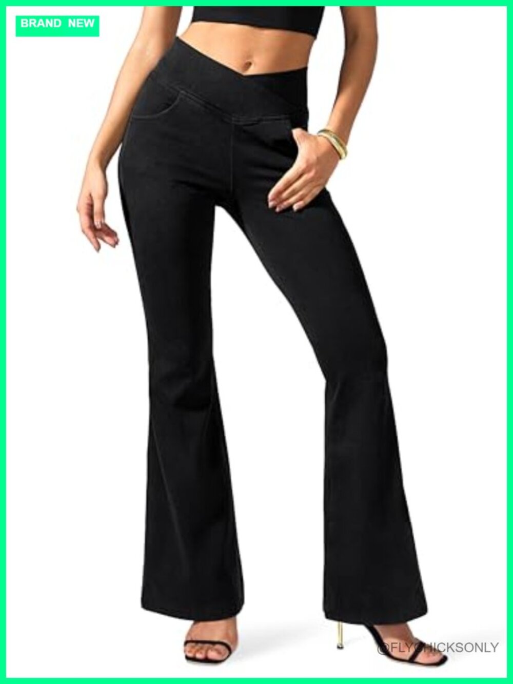 Women's Flare Jeans Stretchy Bell Bottom Jeggings High Waist Crossover